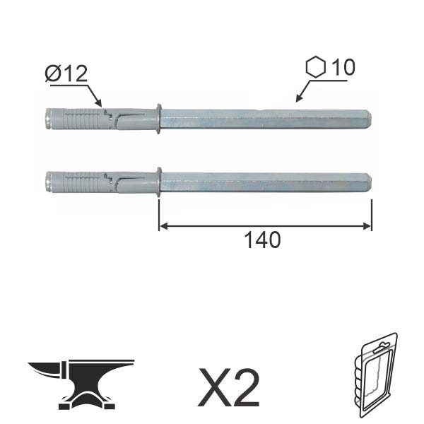 Slika proizvoda Skriveni nosač police  SNP ZNB OK10x140/FI12mm 2kom DBP1 (0204296)