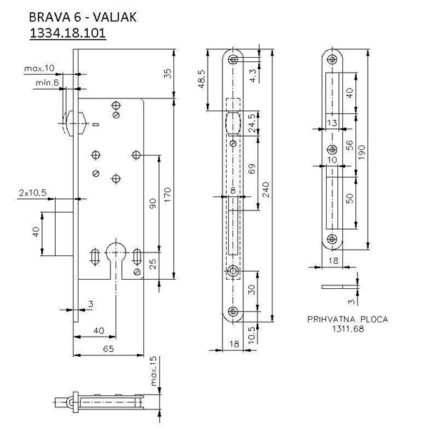 Slika proizvoda Brava 6 sa valjkom 40(65x170)18 za cilindar