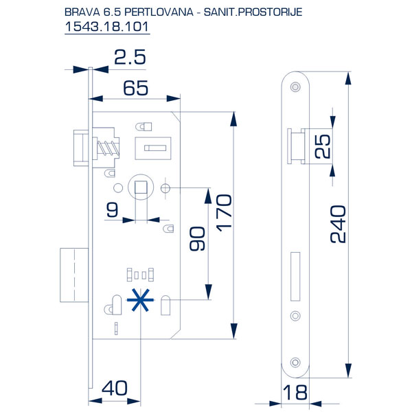 Slika proizvoda Brava 6 za sanitarne pr. 40x90(65x170)18 pertlovana univerzalna