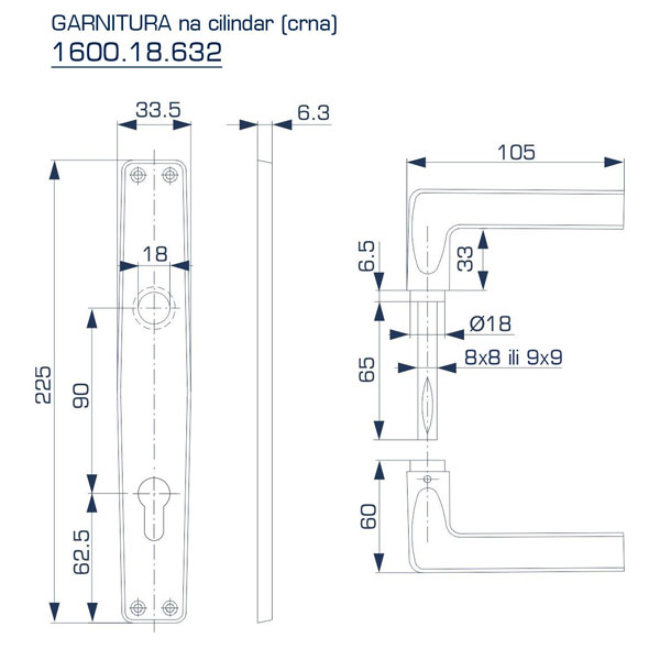 Slika proizvoda Garnitura za cilindar PVC crna