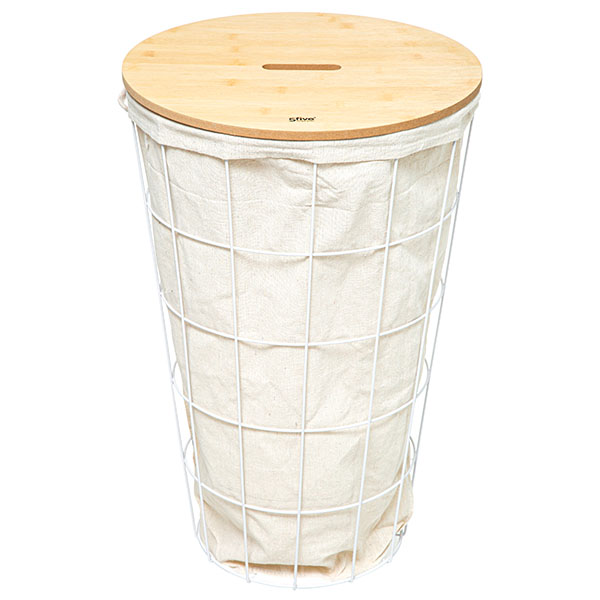 Slika proizvoda 5five korpa za veš Modern 38,5x38,5x57cm metal/drvo bela