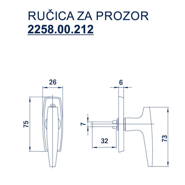 Slika proizvoda Ručica za prozor - bela plastificirana