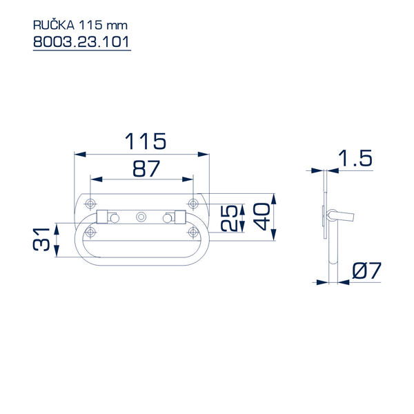 Slika proizvoda Ručka za sanduk 115mm par