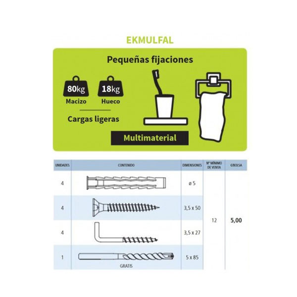 Slika proizvoda Easykit za kačenje kupatilske galanterije (EKMULFAL)